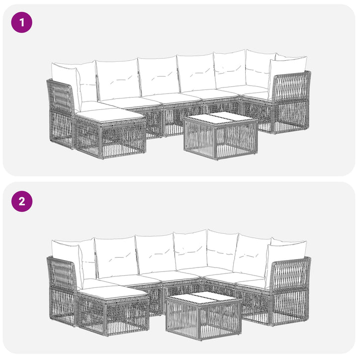 Havesofa Sæt 8 stk. Grå polyrattan