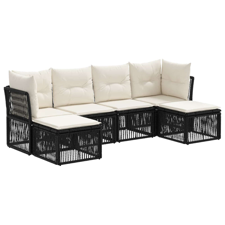 Havesofa Sæt 6 stk. Sort polyrattan