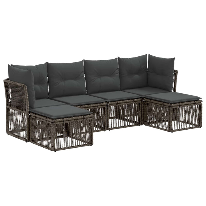 Havesofa Sæt 6 stk. Grå polyrattan