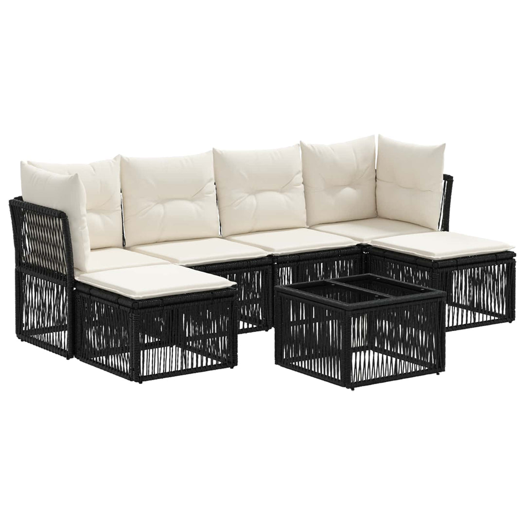 Havesofa Sæt 7 stk. Sort polyrattan