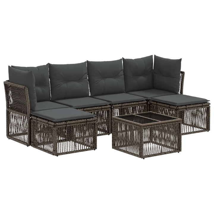 Havesofa Sæt 7 stk. Grå polyrattan