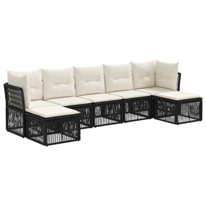Havesofa Sæt 7 stk. Sort polyrattan