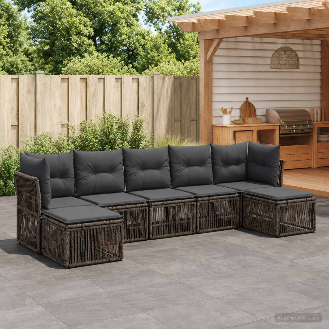 Havesofa Sæt 7 stk. Grå polyrattan