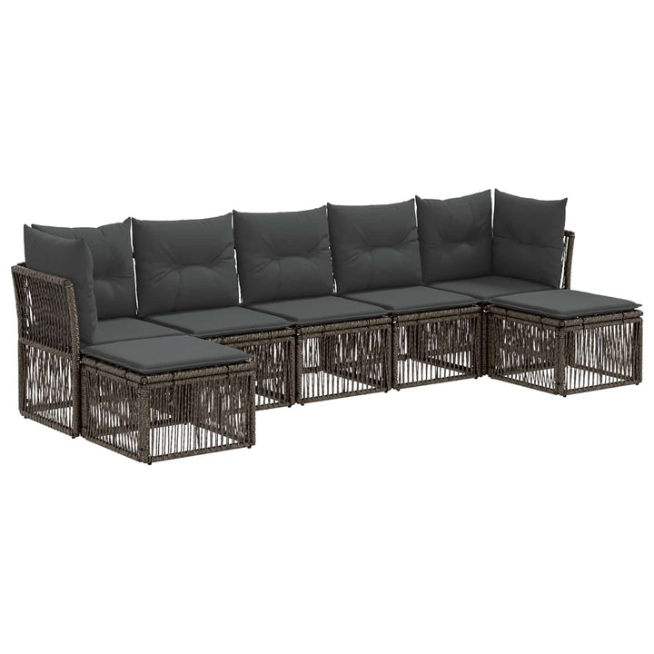 Havesofa Sæt 7 stk. Grå polyrattan