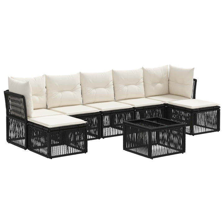 Havesofa Sæt 8 stk. Sort polyrattan