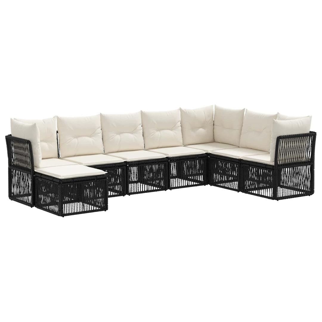 Havesofa Sæt 8 stk. Sort polyrattan