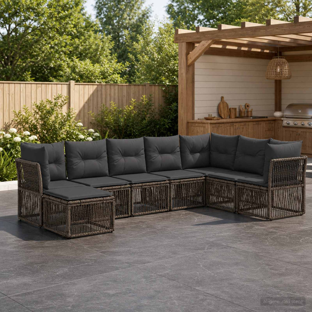 Havesofa Sæt 8 stk. Grå polyrattan