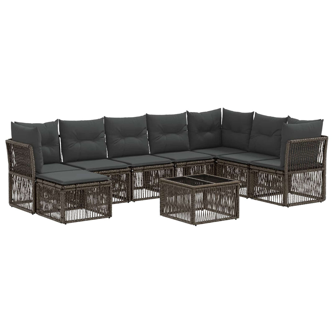 Havesofa Sæt 9 stk. Grå polyrattan