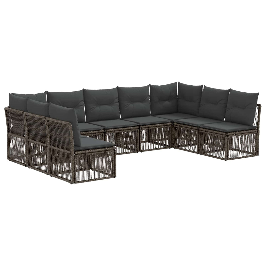Havesofa Sæt 9 stk. Grå polyrattan