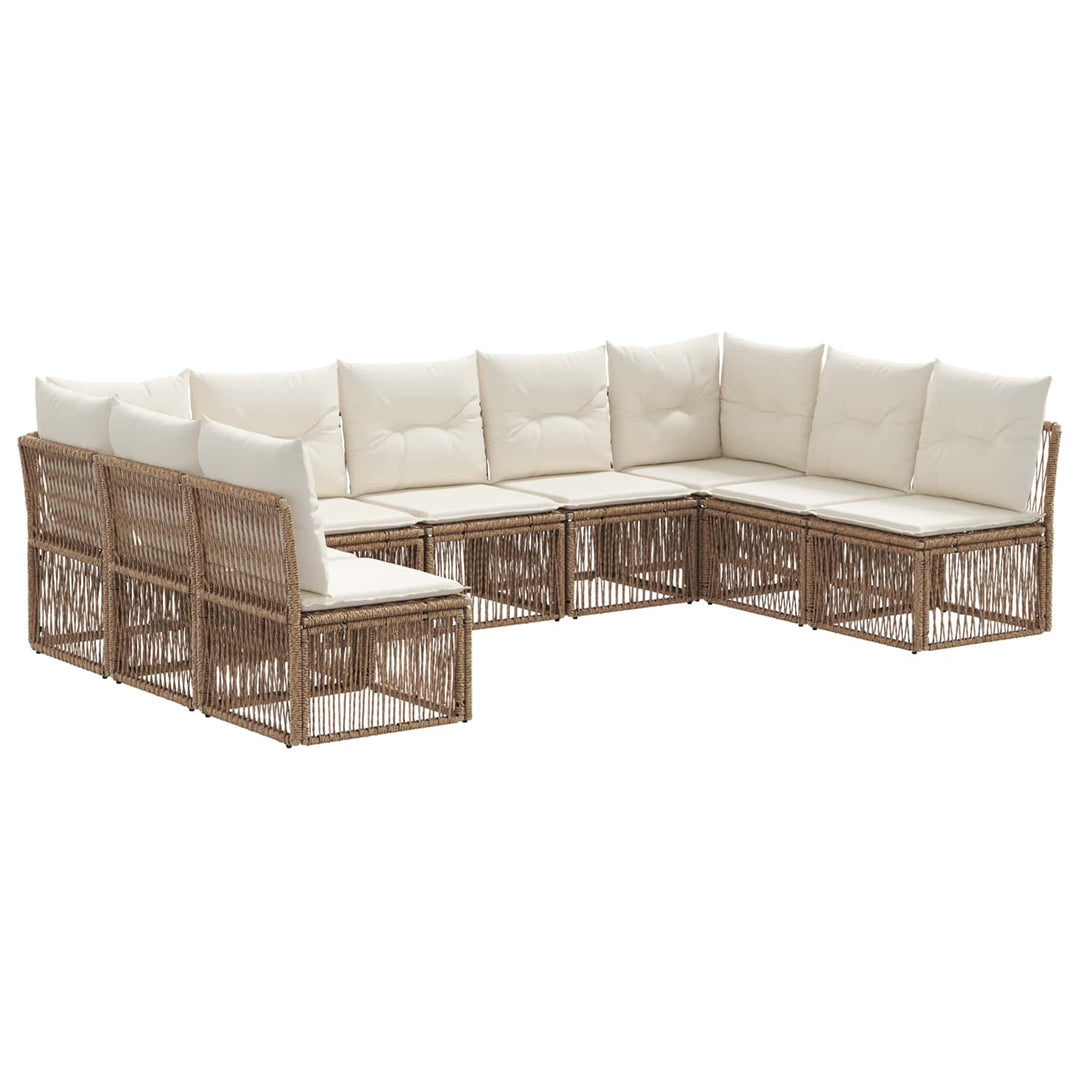 Havesofa Sæt 9 stk. Beige polyrattan