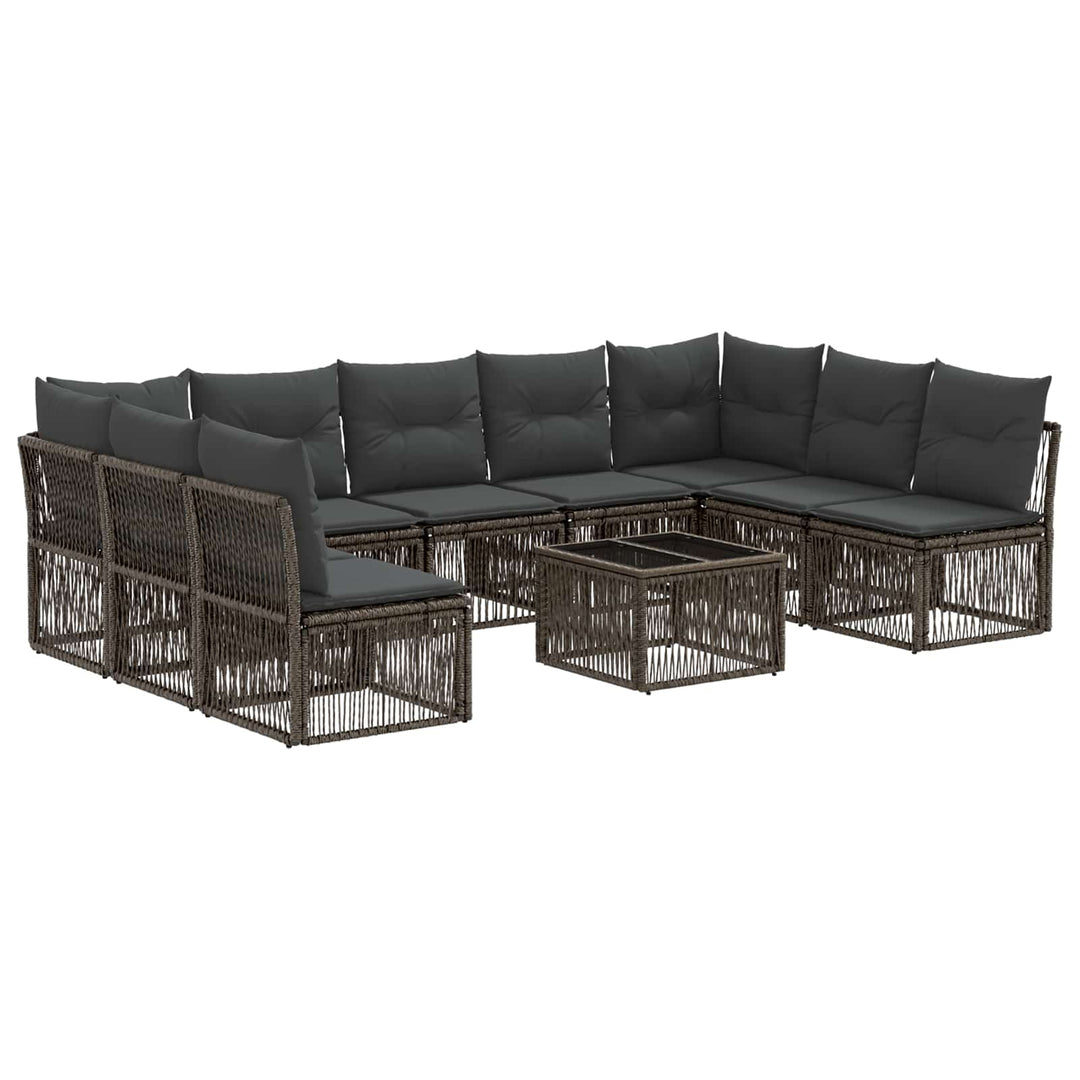Havesofa Sæt 10 stk. Grå polyrattan