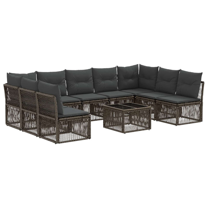 Havesofa Sæt 10 stk. Grå polyrattan