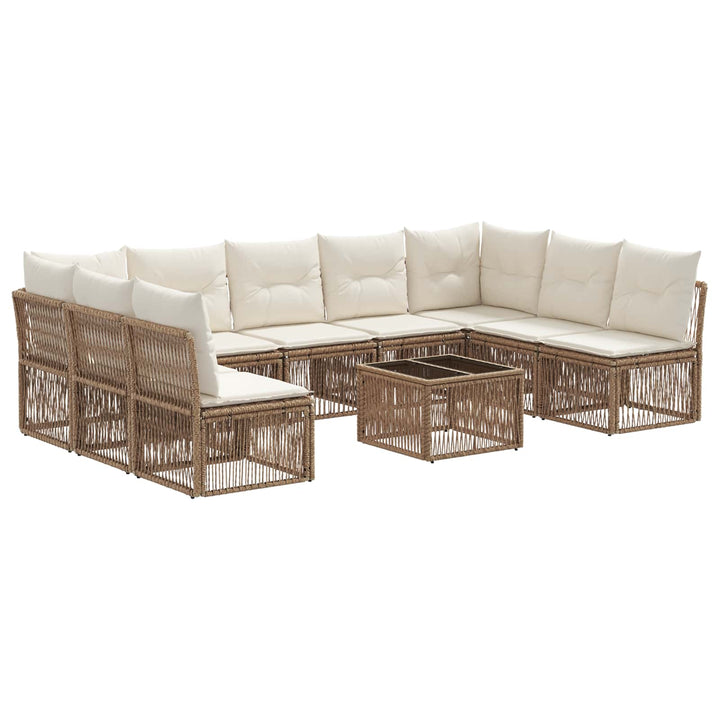 Havesofa Sæt 10 stk. Beige polyrattan