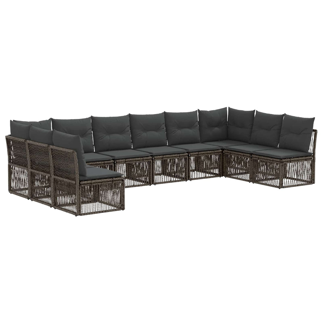 Havesofa Sæt 10 stk. Grå polyrattan