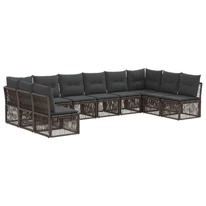 Havesofa Sæt 10 stk. Grå polyrattan