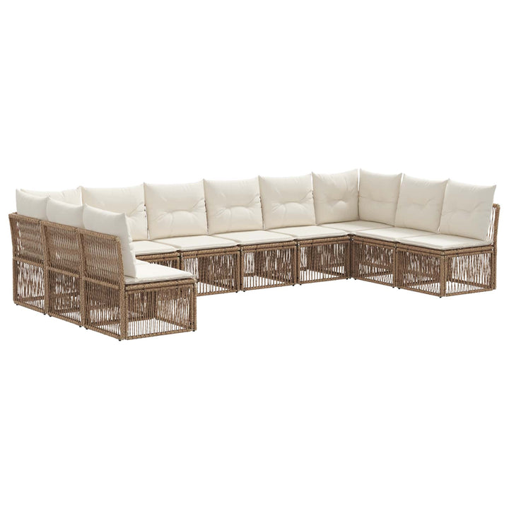 Havesofa Sæt 10 stk. Beige polyrattan