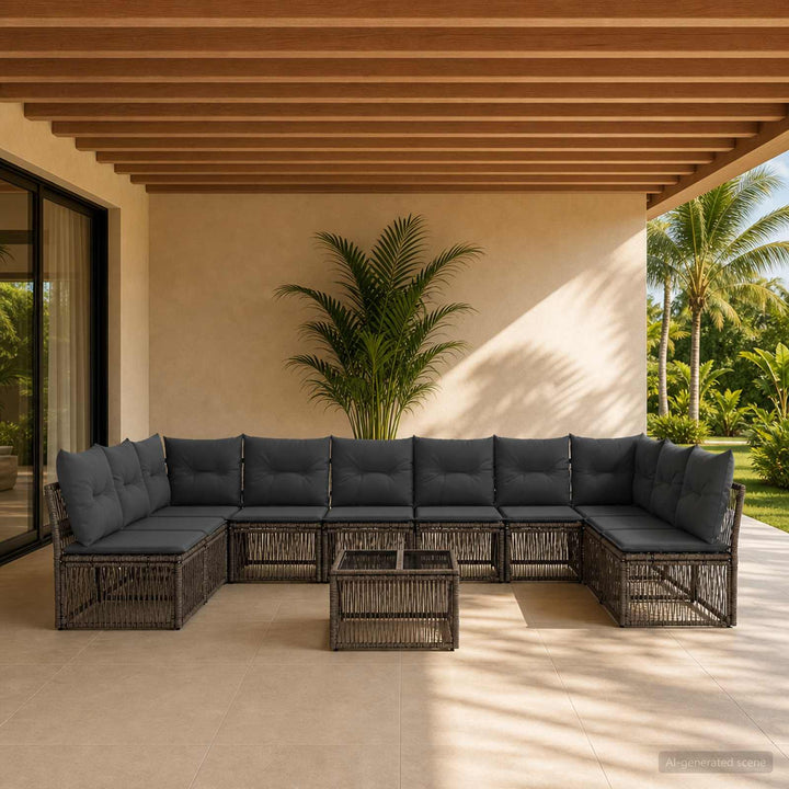 Havesofa Sæt 11 stk. Grå polyrattan