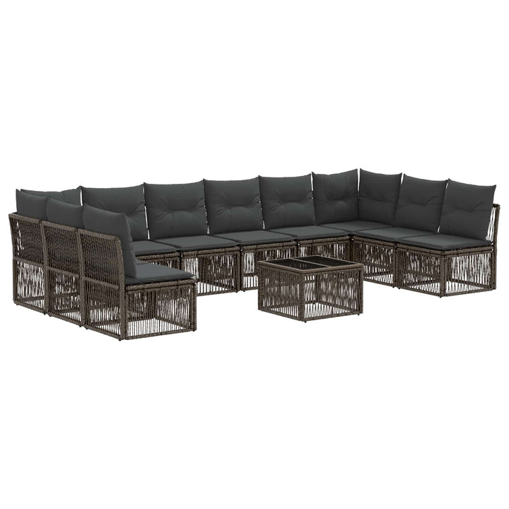 Havesofa Sæt 11 stk. Grå polyrattan