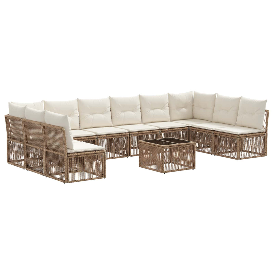 Havesofa Sæt 11 stk. Beige polyrattan