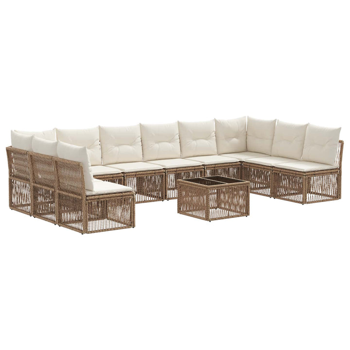Havesofa Sæt 11 stk. Beige polyrattan