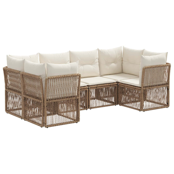 Havesofa Sæt 6 stk. 6-Antal sæder Beige polyrattan