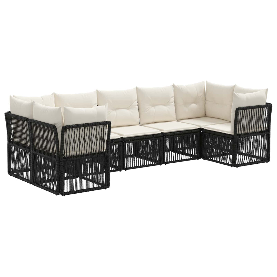 Havesofa Sæt 7 stk. 7-Antal sæder Sort polyrattan
