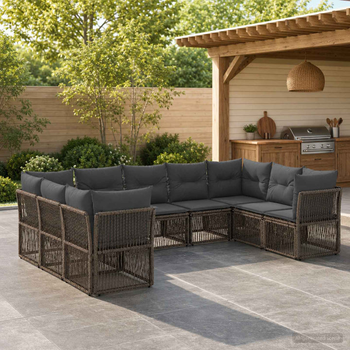 Havesofa Sæt 9 stk. Grå polyrattan
