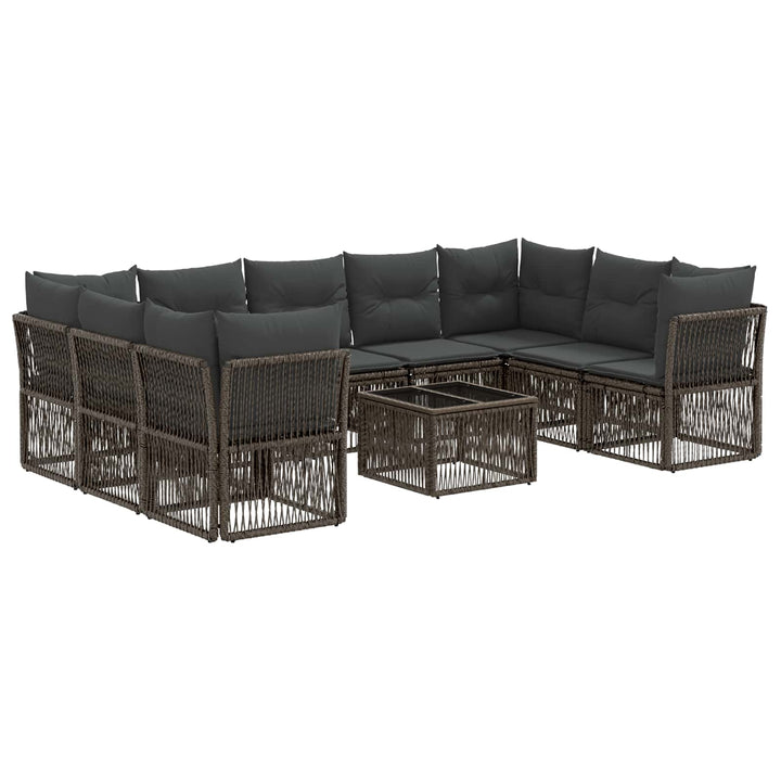 Havesofa Sæt 10 stk. Grå polyrattan