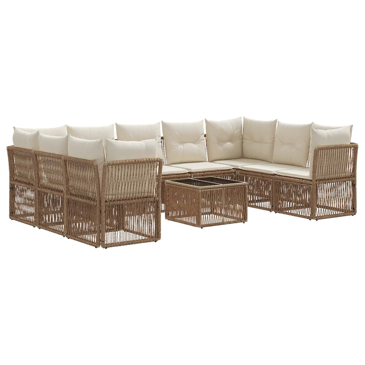 Havesofa Sæt 10 stk. Beige polyrattan