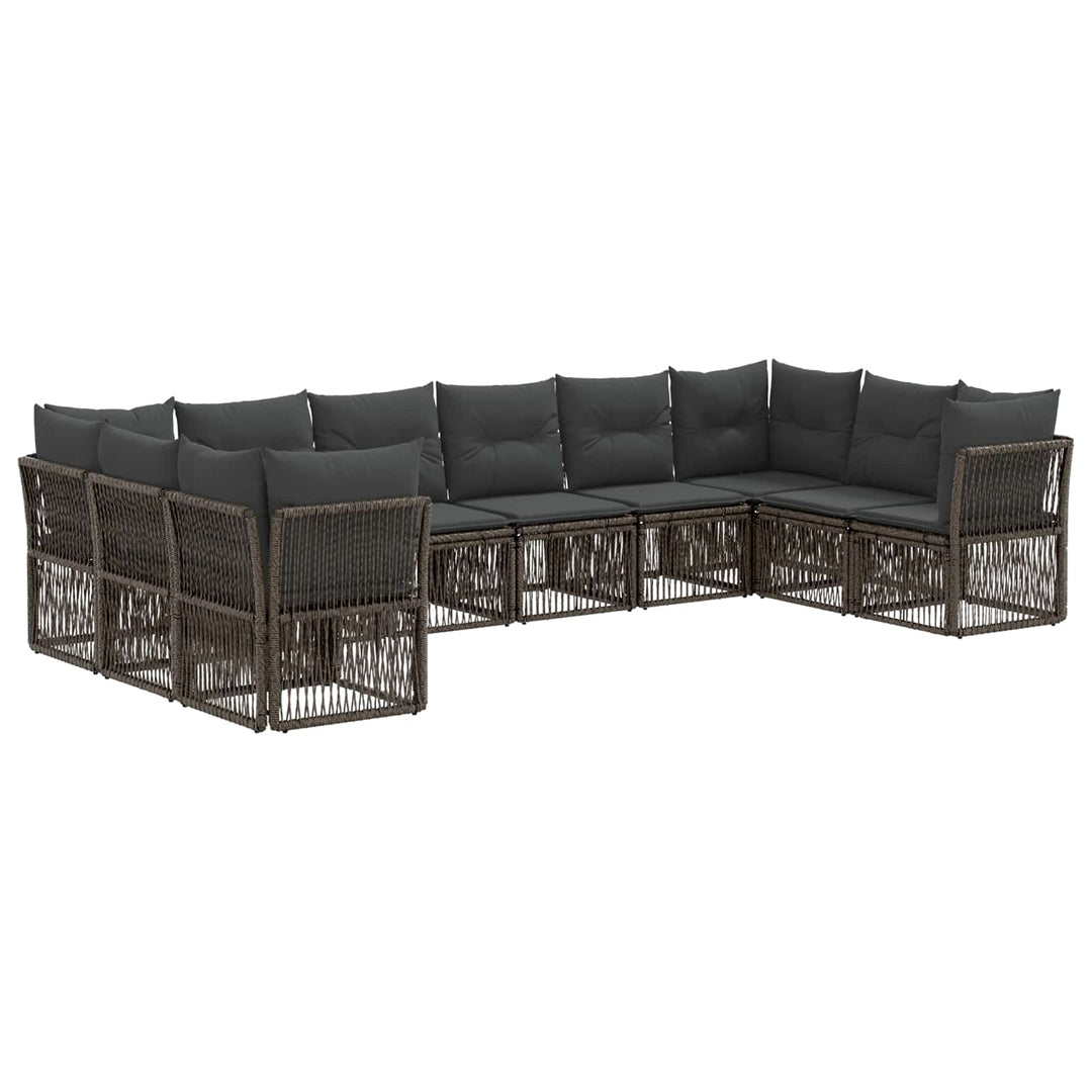 Havesofa Sæt 10 stk. Grå polyrattan