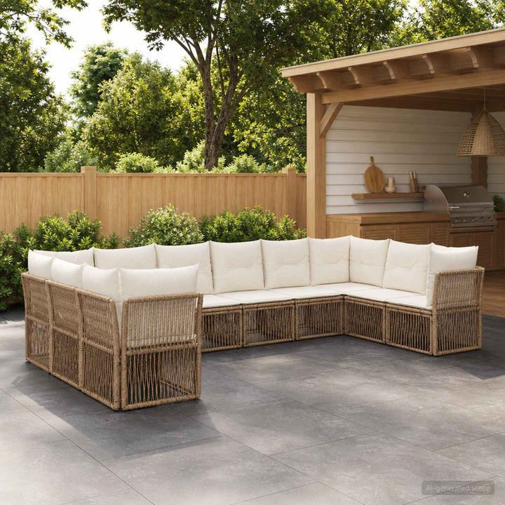 Havesofa Sæt 10 stk. Beige polyrattan