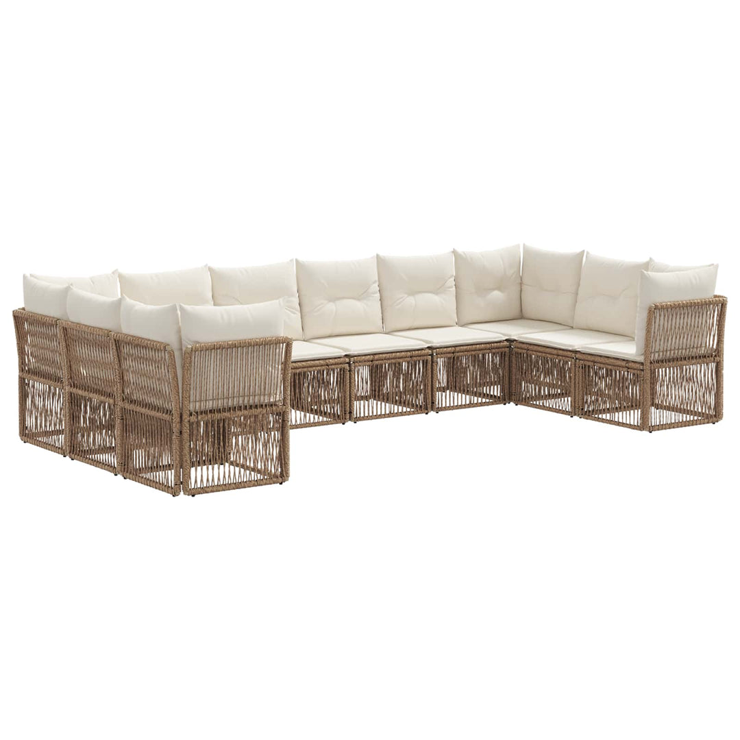 Havesofa Sæt 10 stk. Beige polyrattan