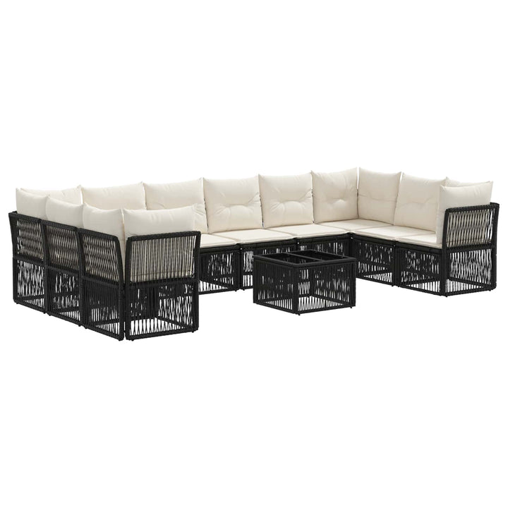 Havesofa Sæt 11 stk. Sort polyrattan