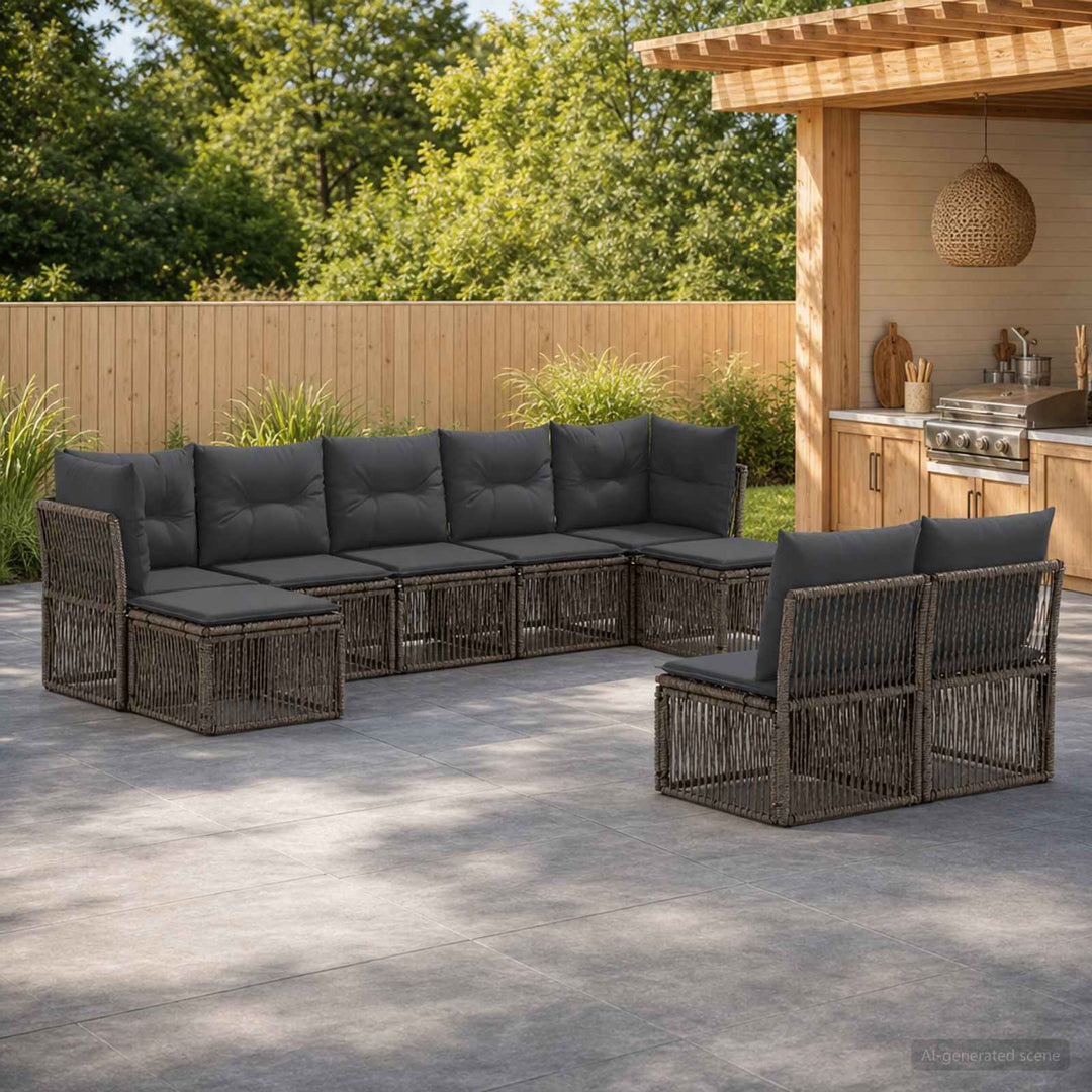 Havesofa Sæt 9 stk. Grå polyrattan