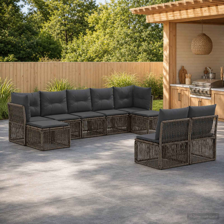 Havesofa Sæt 9 stk. Grå polyrattan