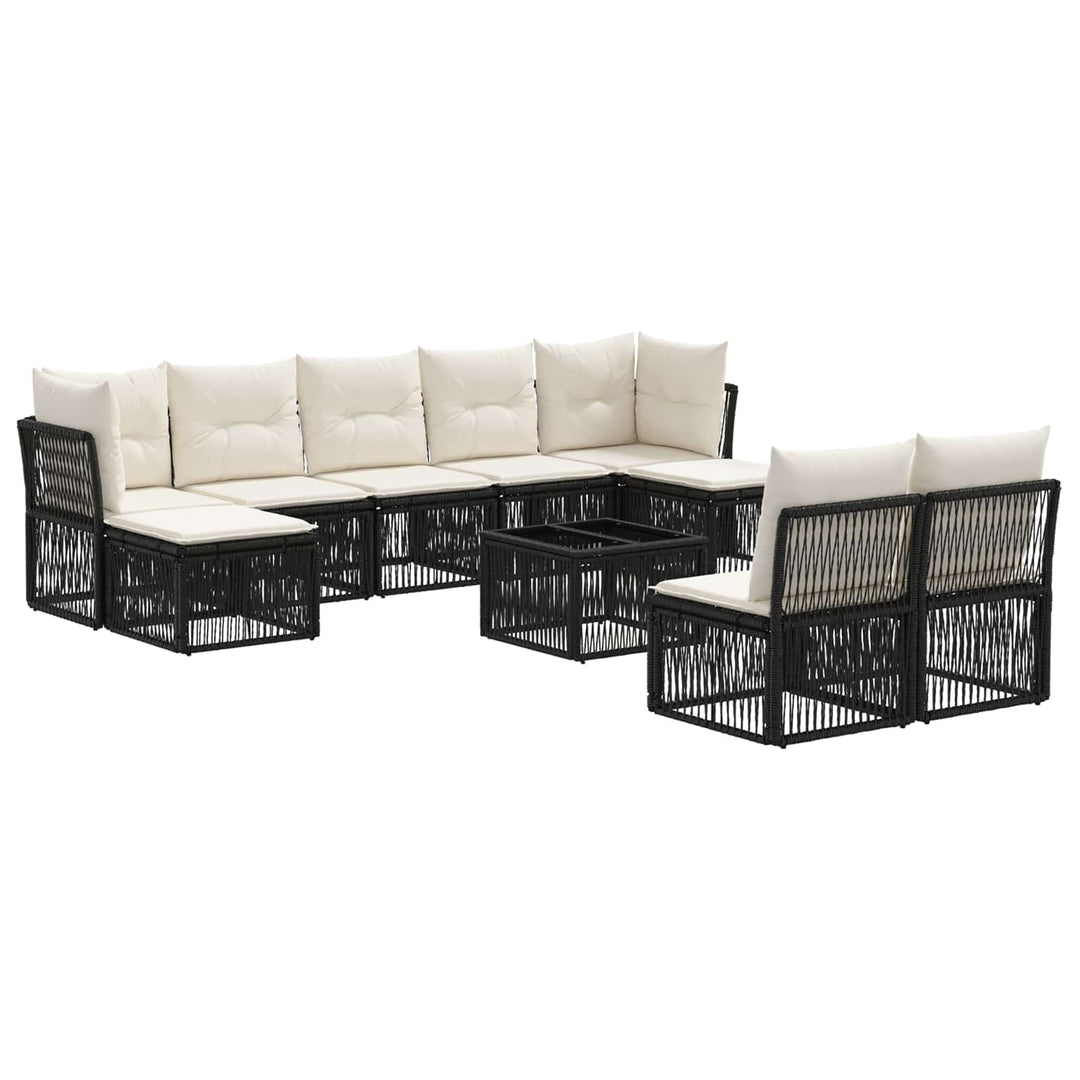 Havesofa Sæt 10 stk. Sort polyrattan