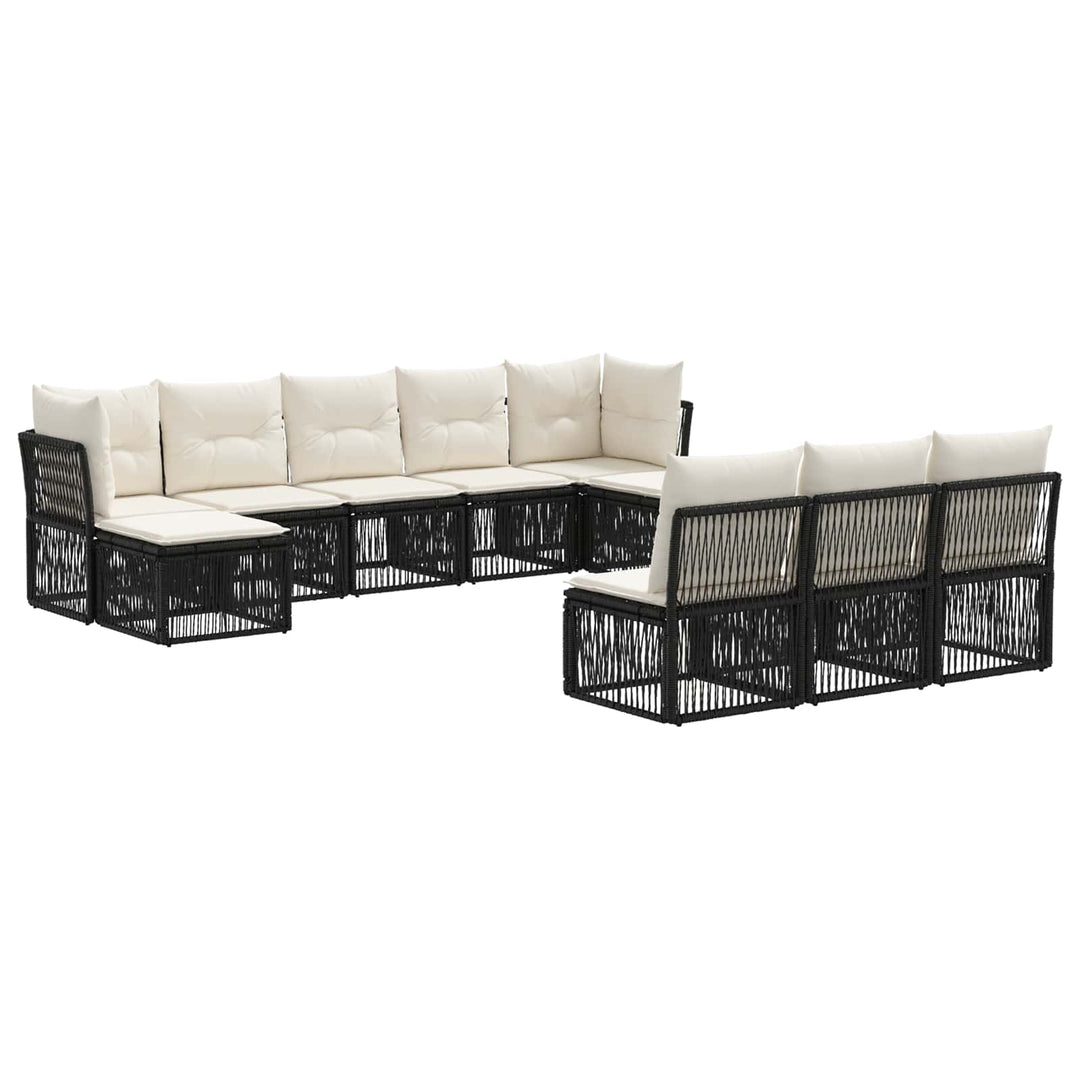 Havesofa Sæt 10 stk. Sort polyrattan