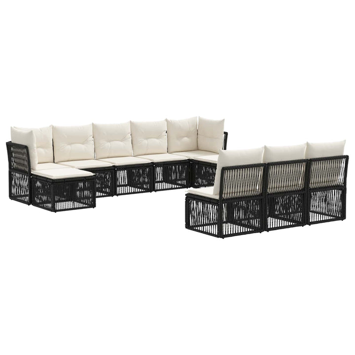 Havesofa Sæt 10 stk. Sort polyrattan