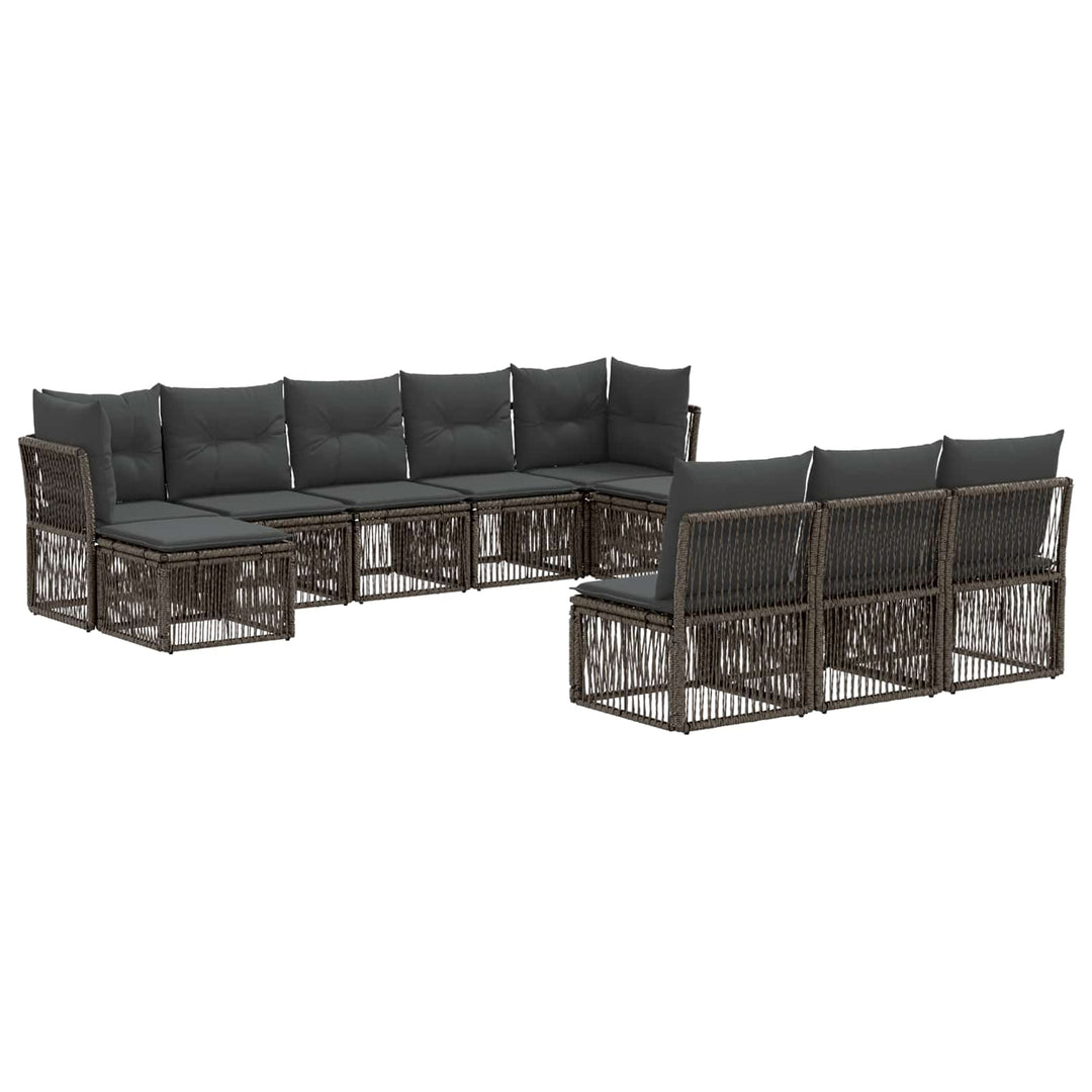 Havesofa Sæt 10 stk. Grå polyrattan