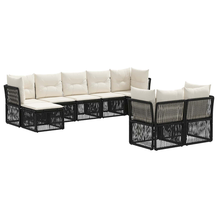 Havesofa Sæt 9 stk. Sort polyrattan