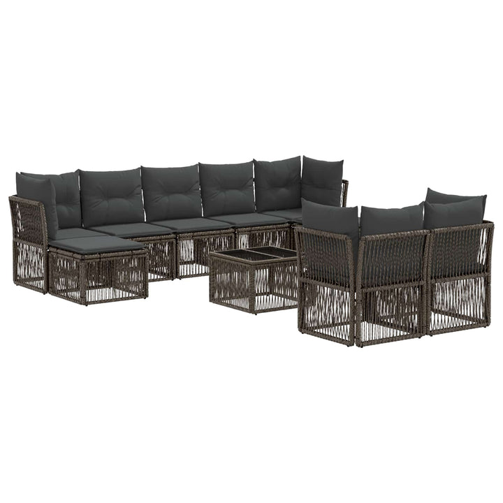 Havesofa Sæt 10 stk. Grå polyrattan