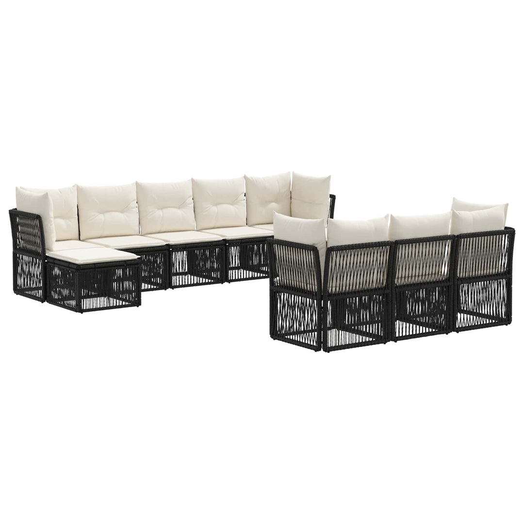 Havesofa Sæt 10 stk. Sort polyrattan