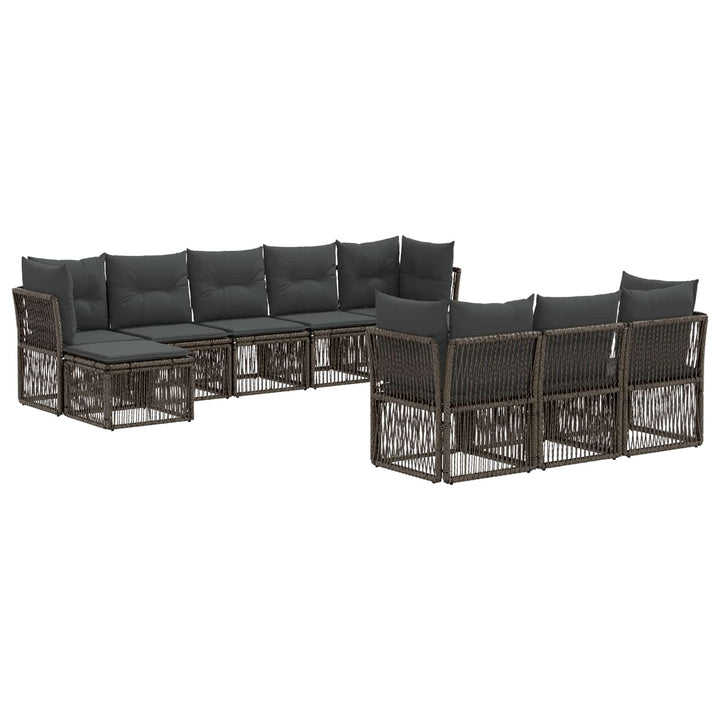 Havesofa Sæt 10 stk. Grå polyrattan
