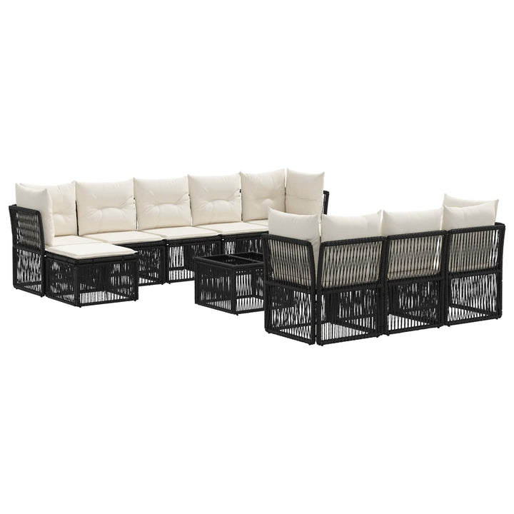 Havesofa Sæt 11 stk. Sort polyrattan
