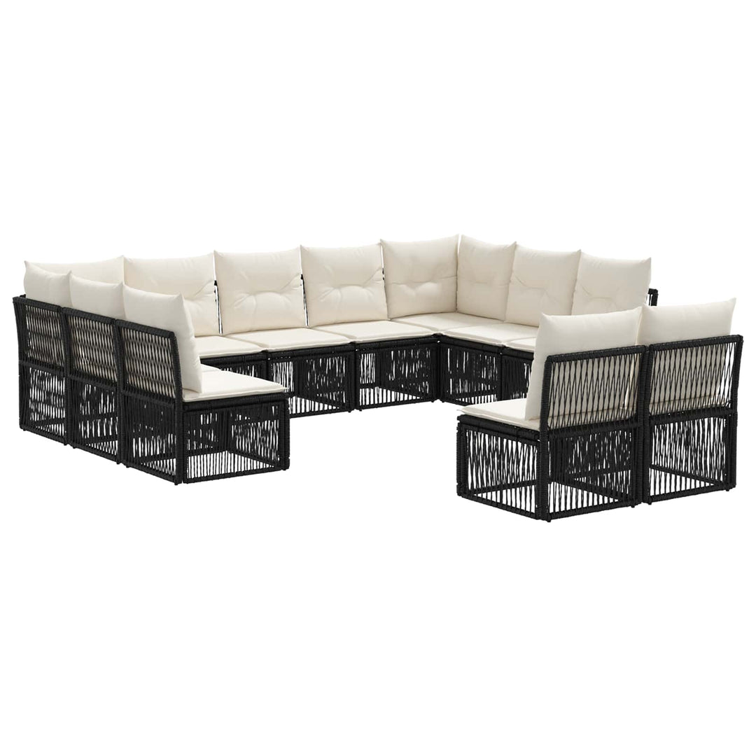 Havesofa Sæt 11 stk. Sort polyrattan