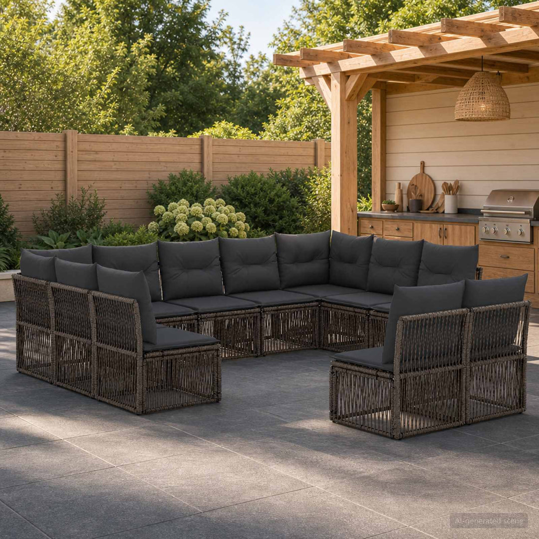 Havesofa Sæt 11 stk. Grå polyrattan