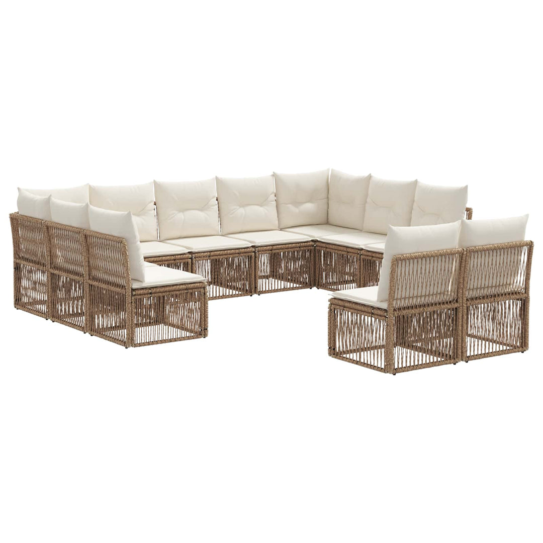 Havesofa Sæt 11 stk. Beige polyrattan