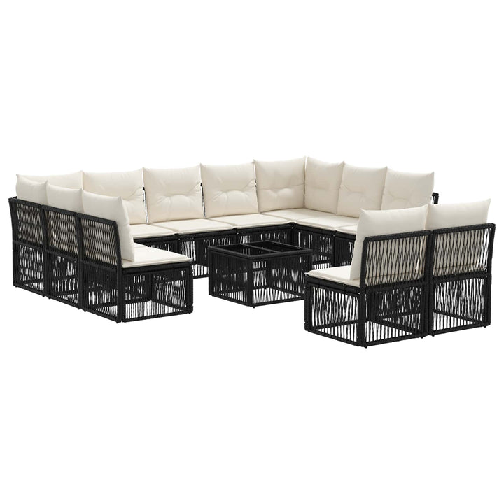 Havesofa Sæt 12 stk. Sort polyrattan