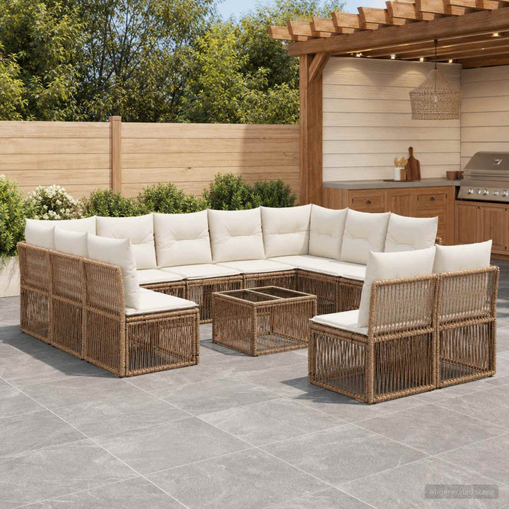 Havesofa Sæt 12 stk. Beige polyrattan