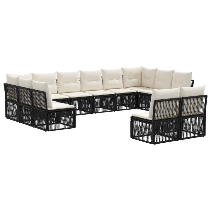 Havesofa Sæt 12 stk. Sort polyrattan